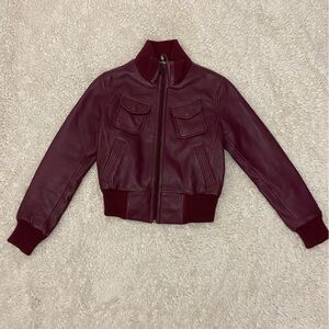 Women's Burgundy Leather Jacket